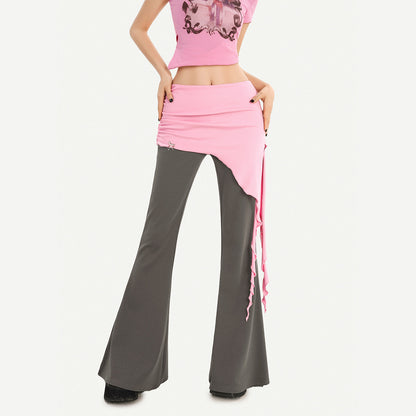 Fake Layered High Waist Flare Pants NA8618
