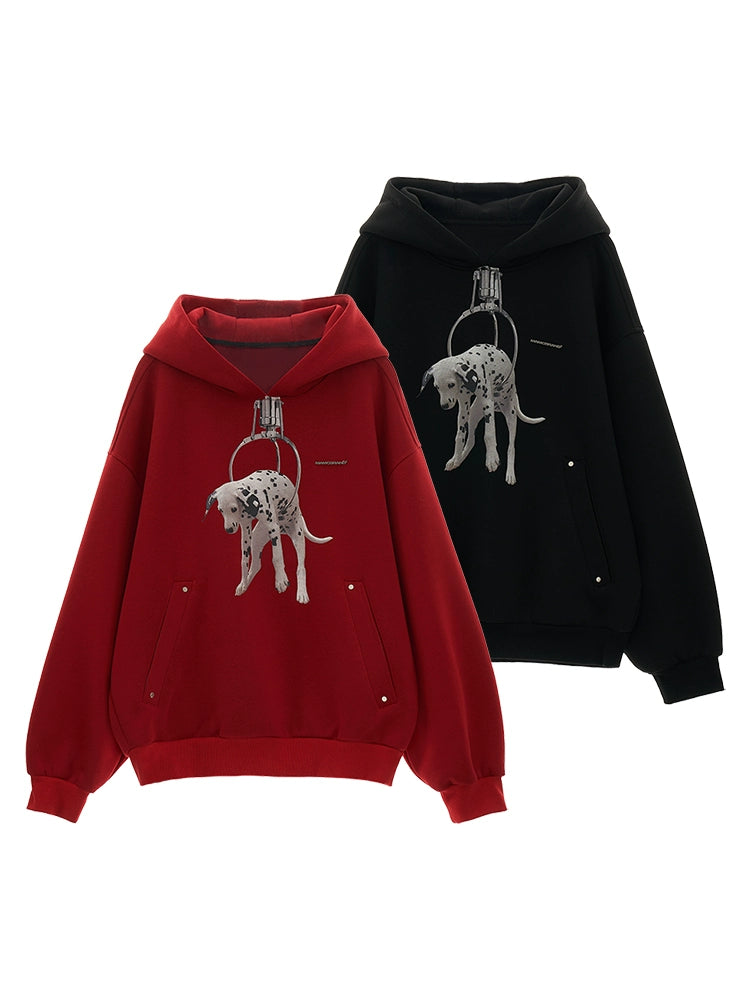 Dog Print Oversize Hoodie NA5712