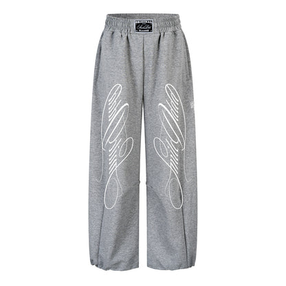Letter Print Wide Leg Sweatpants NA8952