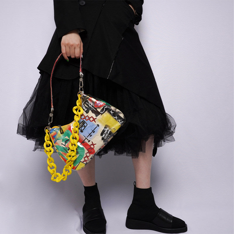 Graphic Design Chain Shoulder Bag NA8454
