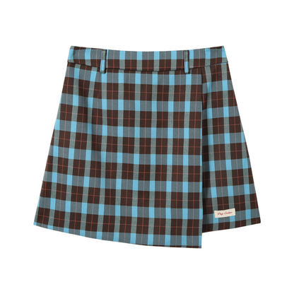 Irregular High Waist Plaid Half Skirt NA5701