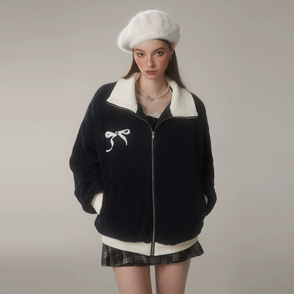 Bow Embroidery Fleece Jacket NA3983