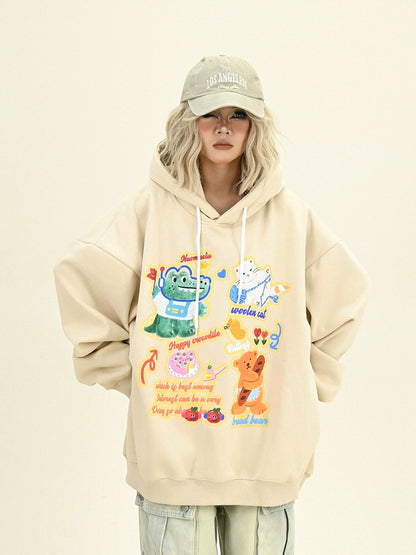 Oversize Fleece Cartoon Hoodie NA6285