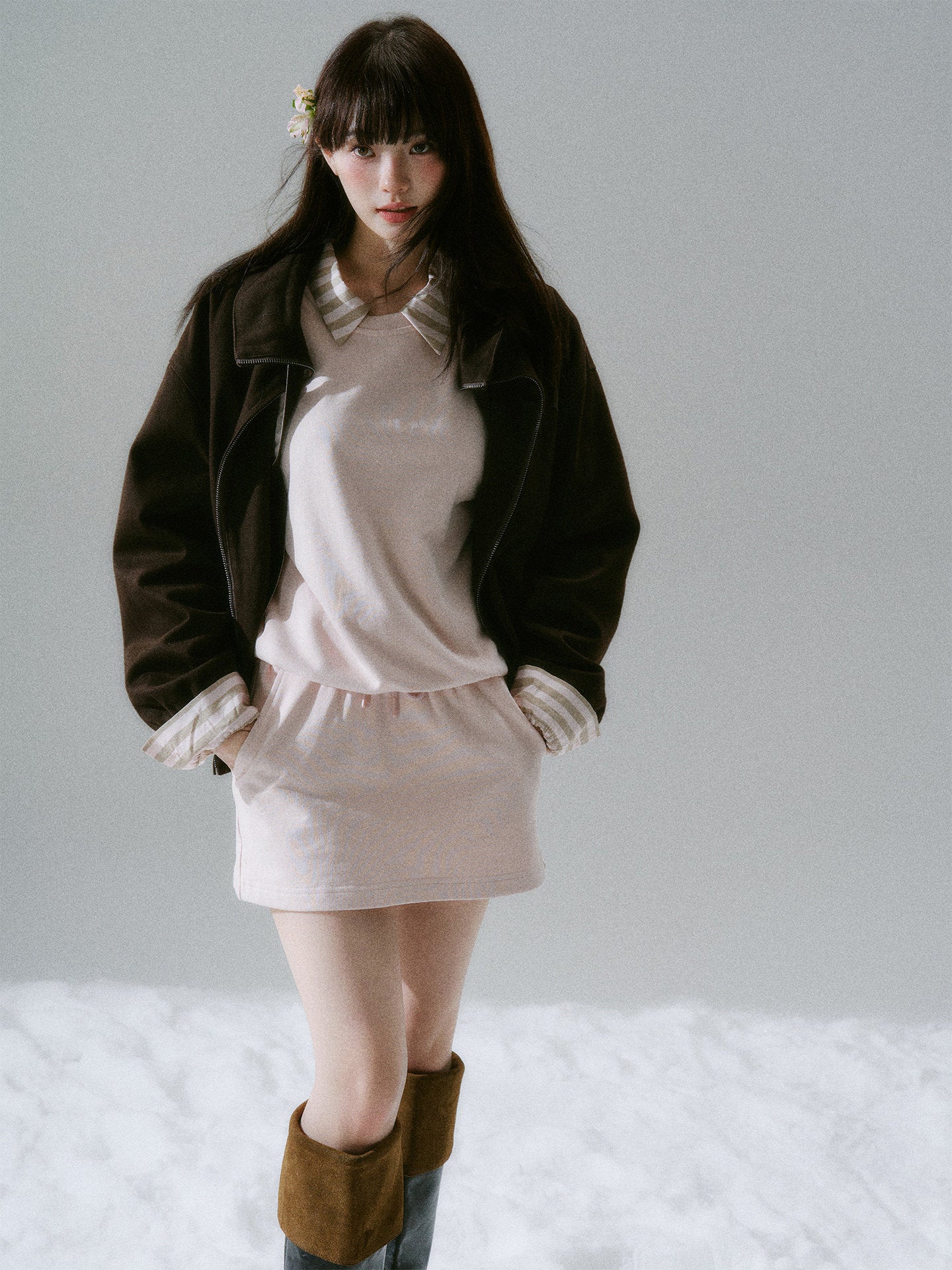 Skin-Friendly Knit Sweater & Short Skirt Setup NA8783