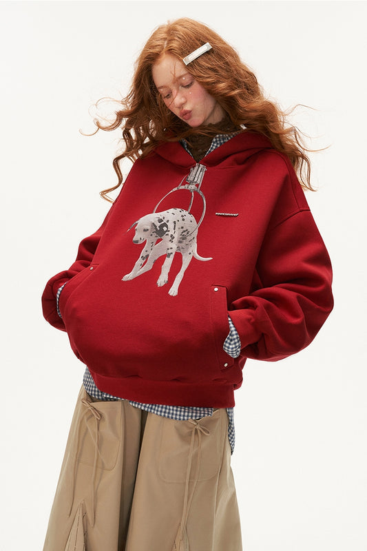 Dog Print Oversize Hoodie NA5712