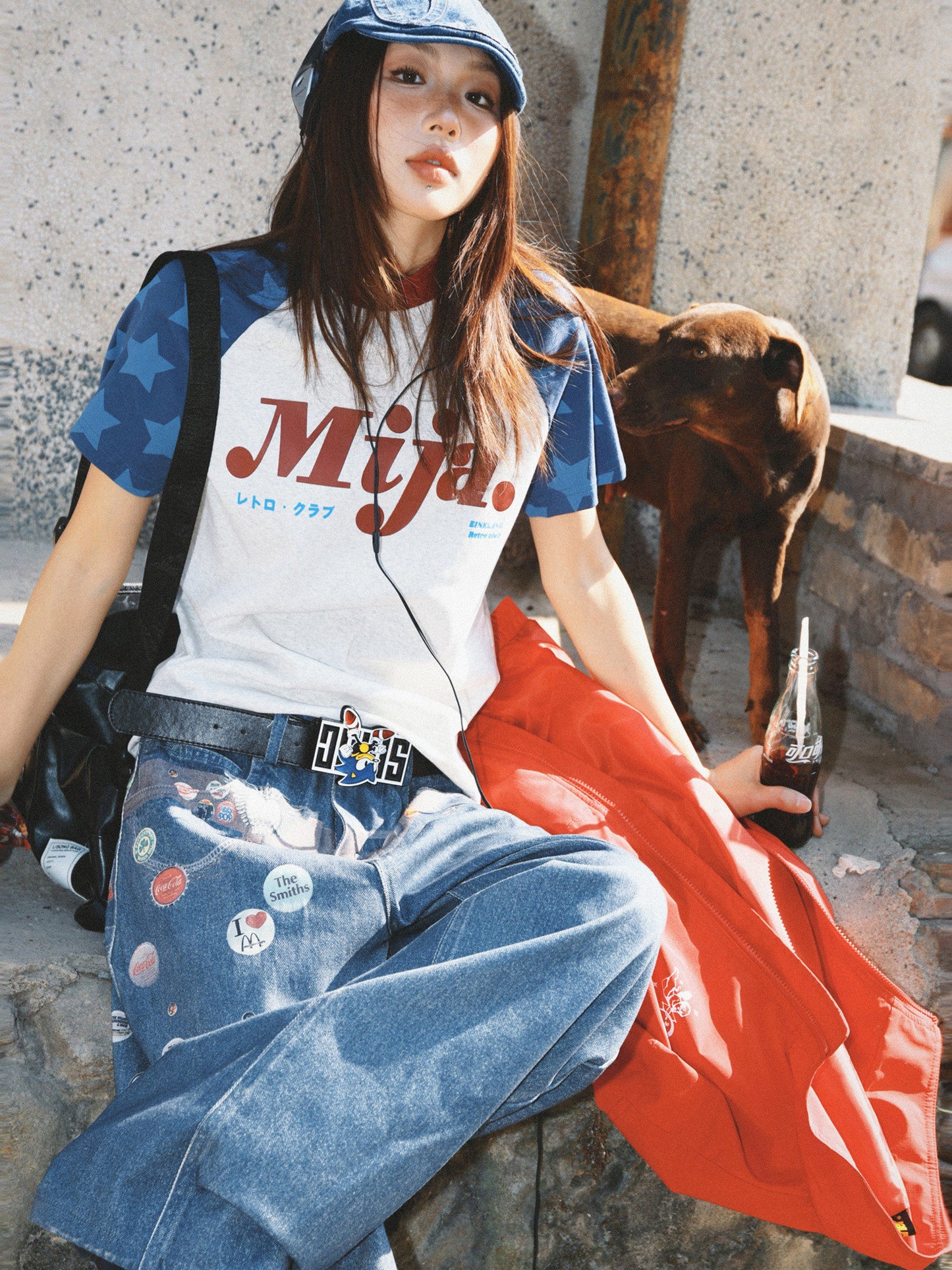 Raglan Sleeve Letter Print Fitted Short Sleeve T-Shirt NA9386
