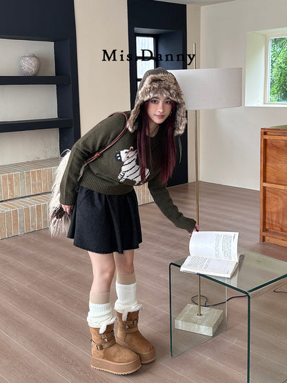 Fake Fur Lined Buckled Ankle Boots NA8656