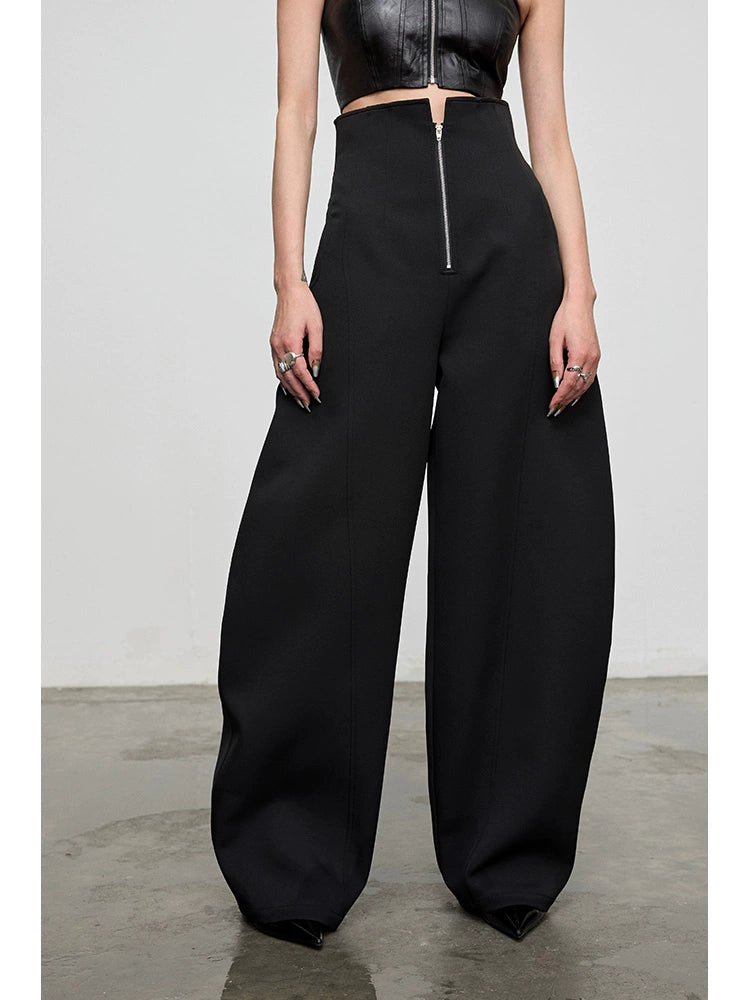 High Waist Zipper Wide Leg Trousers NA4269