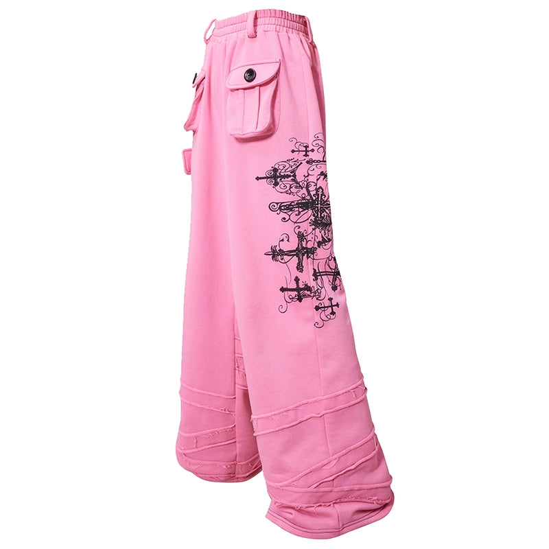 Graffiti Design Wide-Leg Sweatpants NA6612