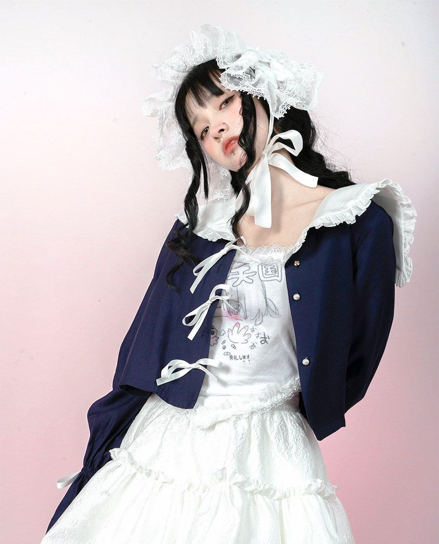 Bow Lace-Up Jacquard Lightweight Jacket NA8275