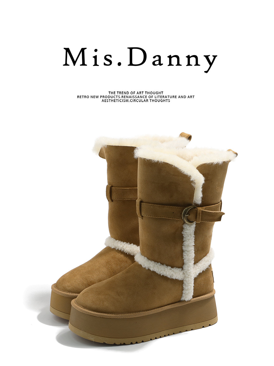 Fur Trim Platform Mid-Calf Boots NA8745