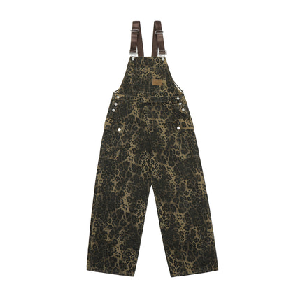 Leopard Pattern Wide-Leg Overalls NA2465