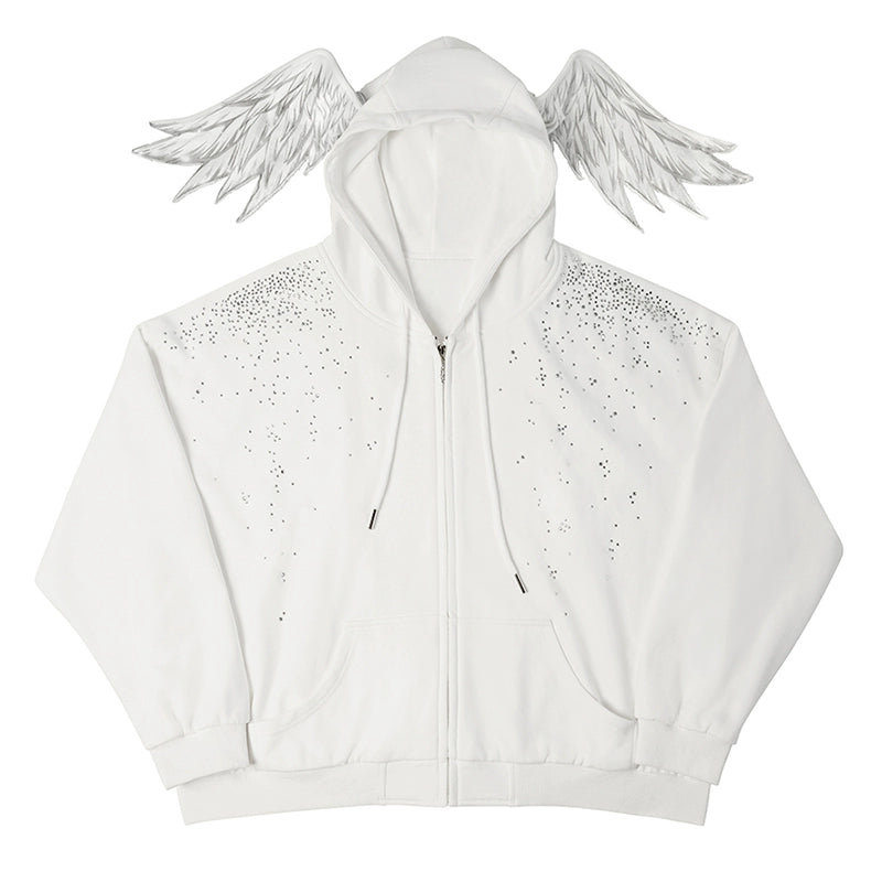 Rhinestone Angel Zipper Hoodie NA6677