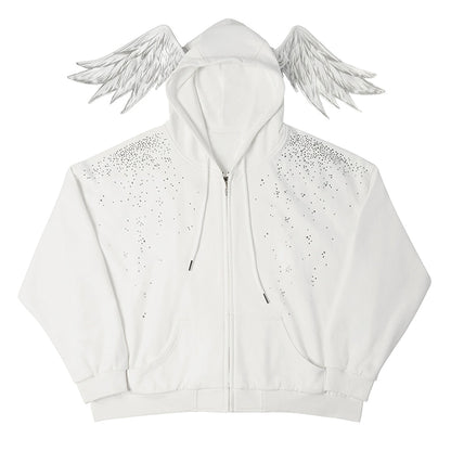 Rhinestone Angel Zipper Hoodie NA6677