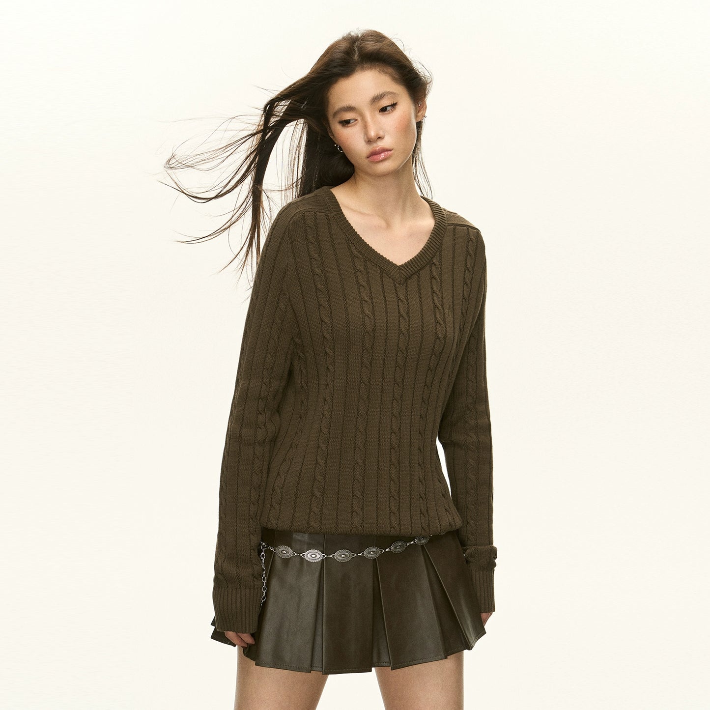 Oversize V-neck Knit Sweater NA5285