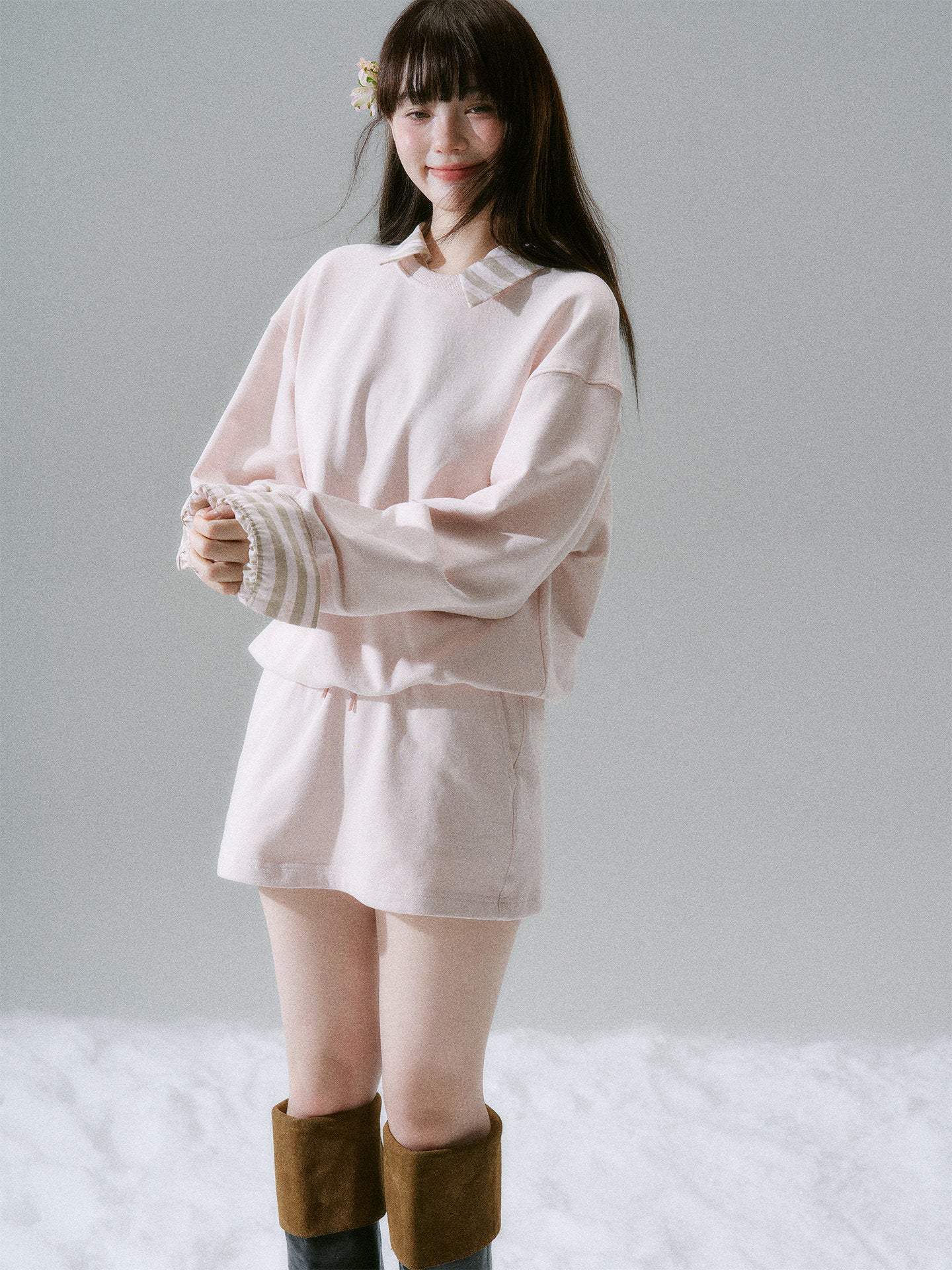 Skin-Friendly Knit Sweater & Short Skirt Setup NA8783