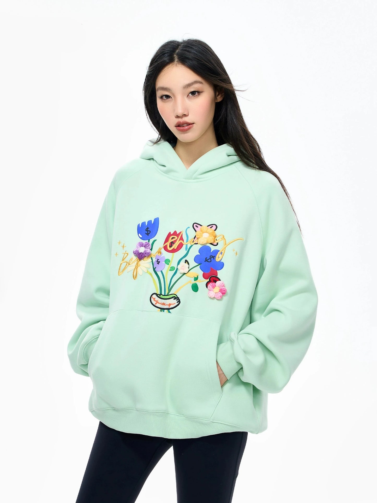 Flower Design Oversize Hoodie NA6076