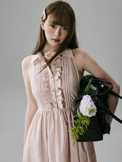 Halterneck Pocket Long Skirt Dress NA8803