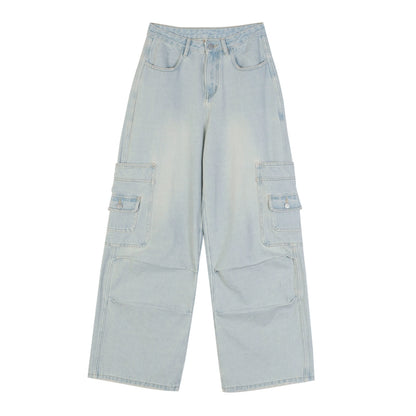 Washed Cargo Denim Jeans NA4449