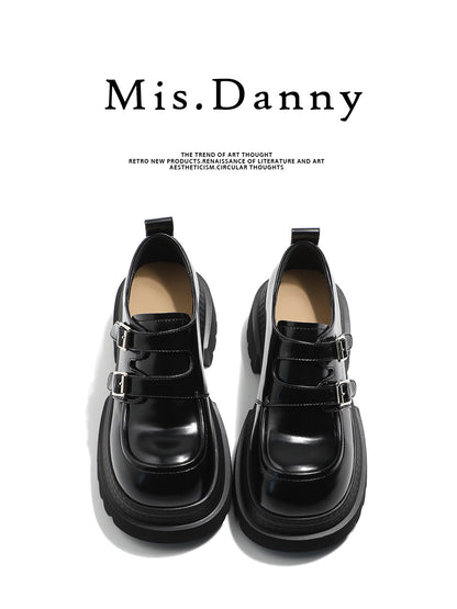 Double Metal Buckle Thick Sole Platform Loafers NA8735