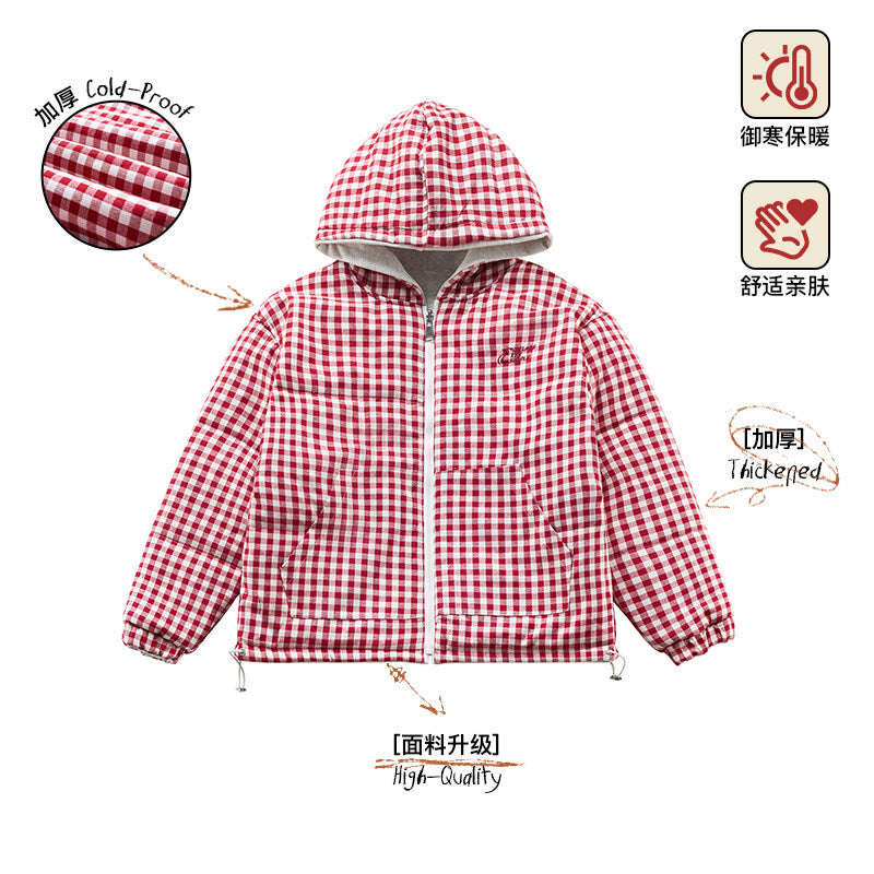 Reversible Plaid Zip-Up Hoodie NA9409
