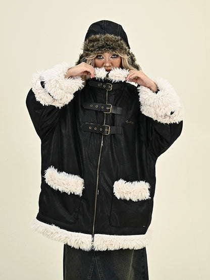 Reversible Fake Fur PU Leather Jacket NA6385