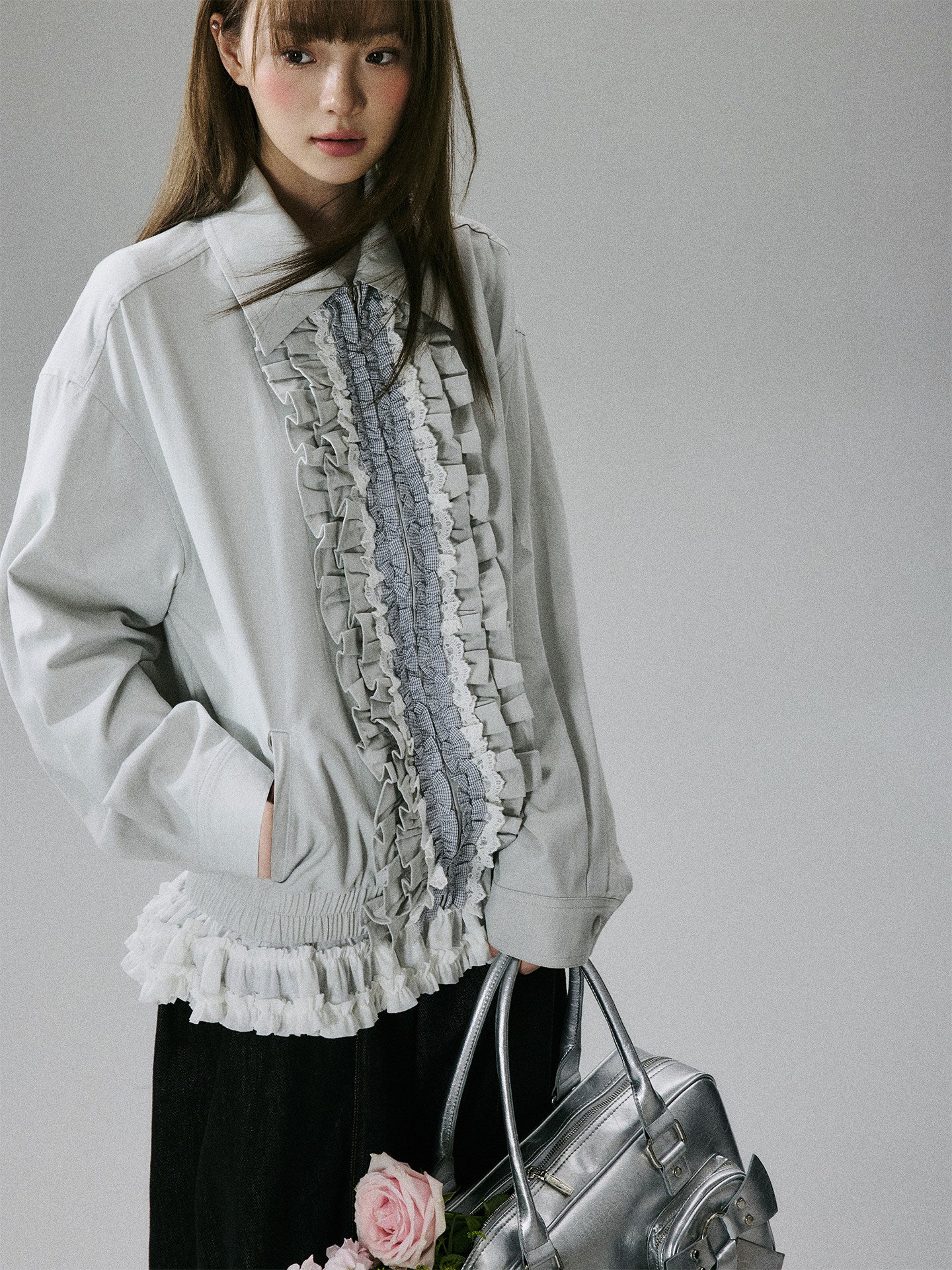 Ruffled Lace Detail Jacket NA8855