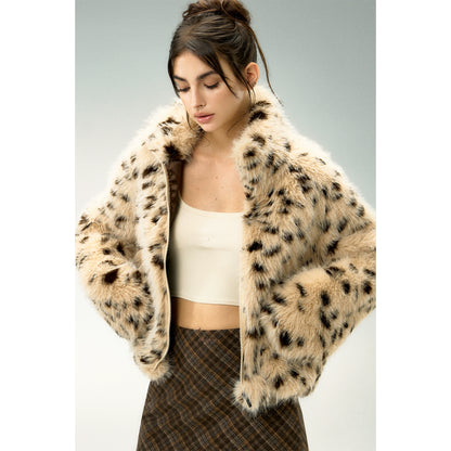 Leopard Pattern Fake Furry Jacket NA5278