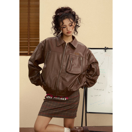 Zipper Short PU Lethear Jacket NA2477