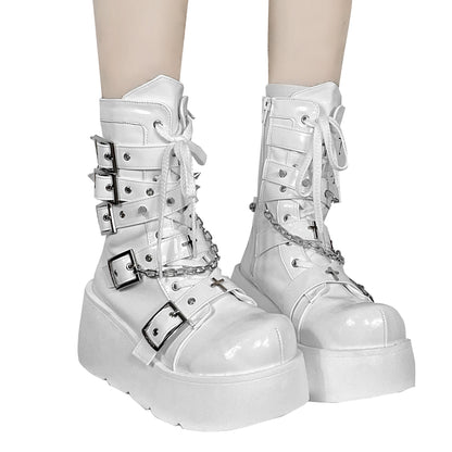 Cross Buckle Platform Short Boots NA8522