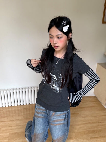 Stripe Patchwork Pullover Hoodie NA9246