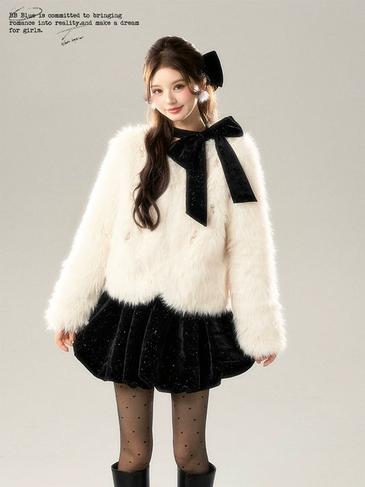 Shiny Pearl Fake Fur Jacket NA7479