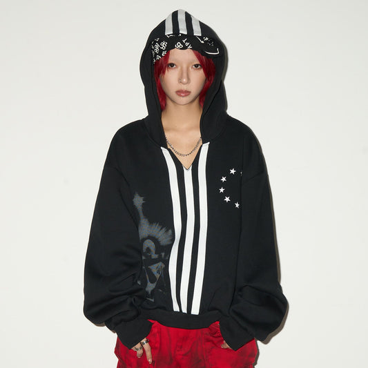 Short V-neck Pullover Hoodie NA9042