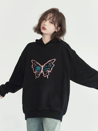 Butterfly Print Oversized Hoodie NA2716