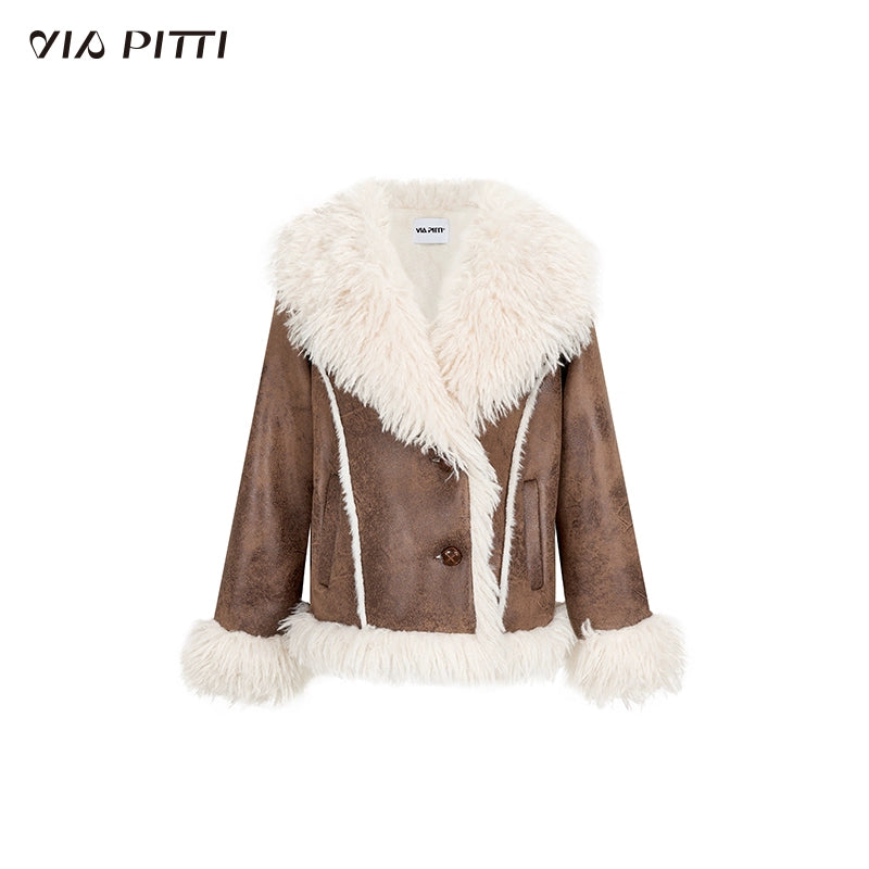 Large Flip Collar FUrry Jacket NA5122