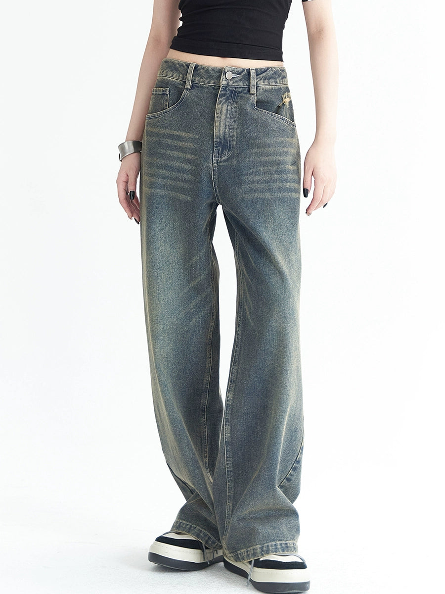 Washed wide-leg denim jeans NA2751