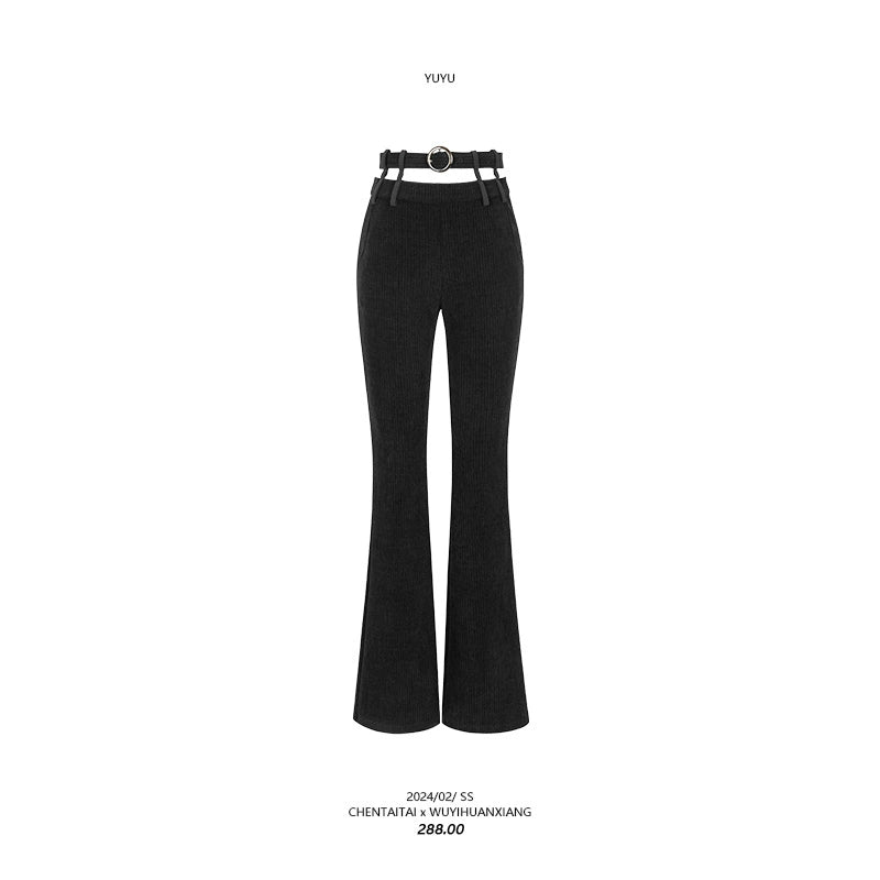 Open-waisted Cut-out Flare Knit Trousers NA4221