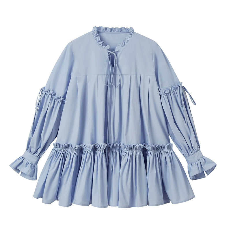 Ruffle Edge Slim Shirt Dress NA5432