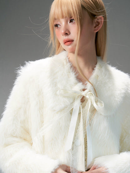 Loose Thick Fur Knit Jacket With Jewels NA5817