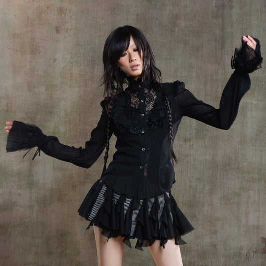 Sheer Chiffon Gothic Court Style Blouse NA8358