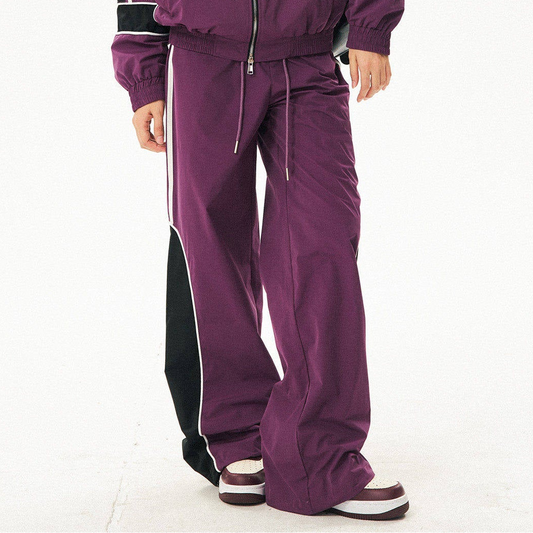Color Block Track Jacket & Wide Leg Sweat Pants Setup NA9377