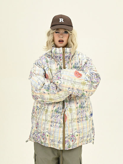 Graffiti Design Oversize Puffer Jacket NA6195