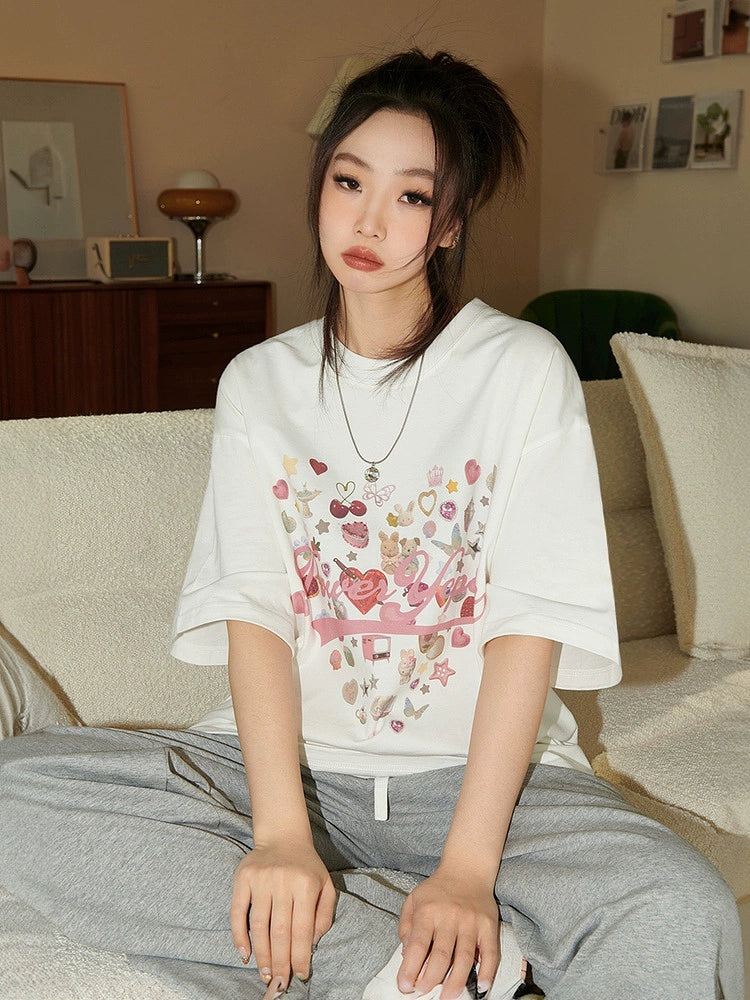 Printed Oversized Short Sleeve T-Shirt NA2681