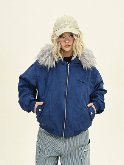 Fake Fur Collar Oversize Hooded Puffer Jacket NA6318