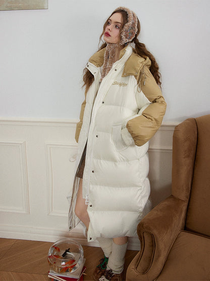 Stand Neck Long White Duck Down Coat NA6941