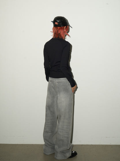 Washed Wide Leg Denim Jeans NA9205