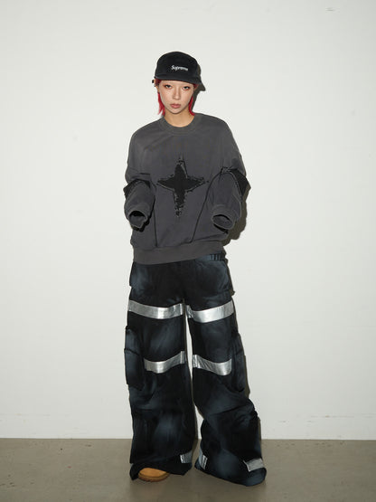 Star Damage Panel Sweatshirt  NA9081