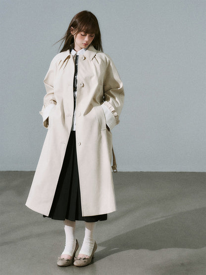 Lyocell Cotton Flower Bud Patchwork Ruffle Coat NA8795