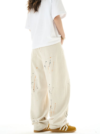 Dropping Pattern Wide Leg Denim Jeans NA3108