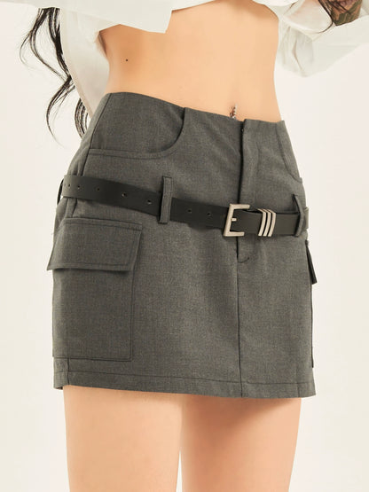 Workwear Slim Short Skirt with Belt NA3706